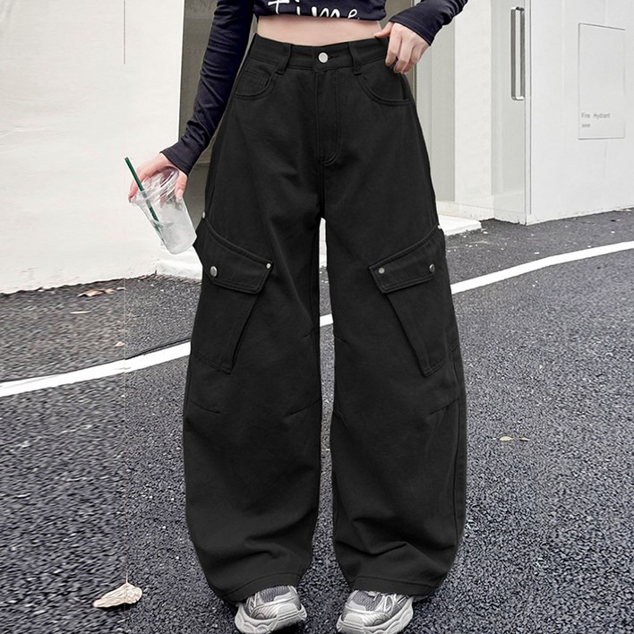 대박난박양 블랙 카고 벌룬핏 팬츠