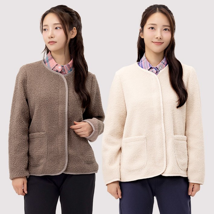애띠앙 노카라 자켓 뽀글이 양털 후리스 점퍼