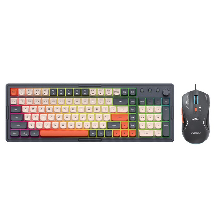 포렙 멤브레인 유선 키보드 마우스 세트, 블랙, FV908