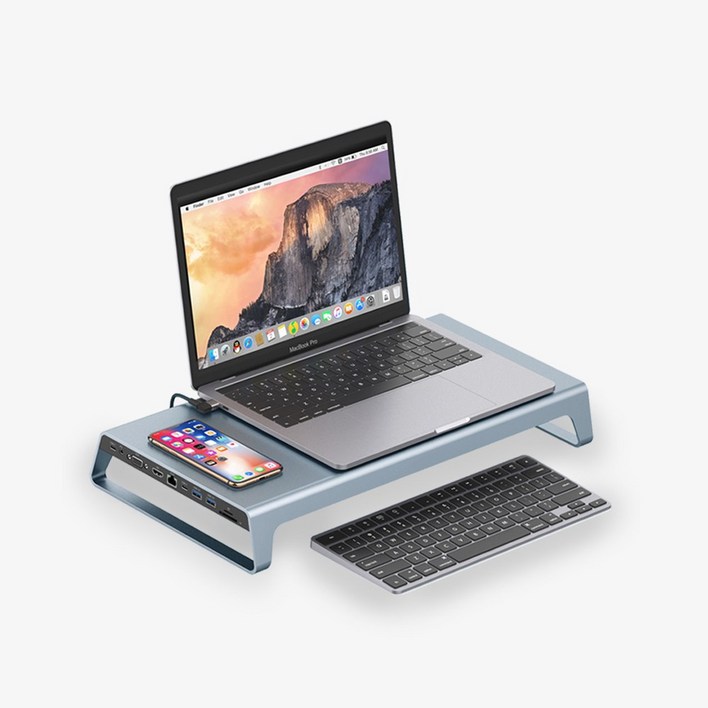 요이치 맥북 노트북 거치대형 멀티 허브 USB 아이폰 갤럭시 무선충전, 단품, 1개