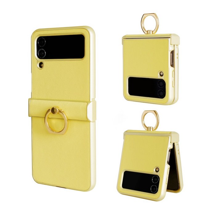 제루크 갤럭시 호환 Z플립 지플립 힌지보호 소가죽 거치 링 핸드폰 케이스