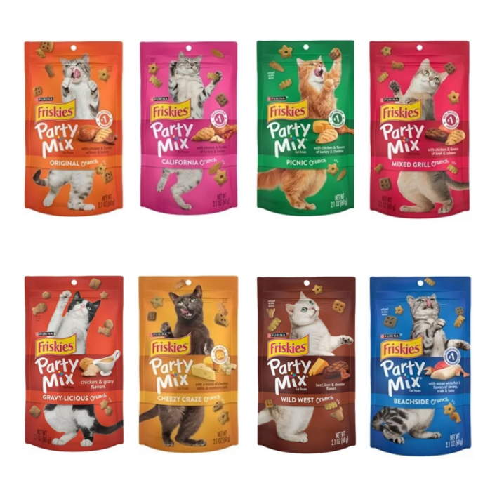 퓨리나 프리스키 파티믹스 8가지맛 각 1개씩 혼합 고양이 비스킷 스낵 간식