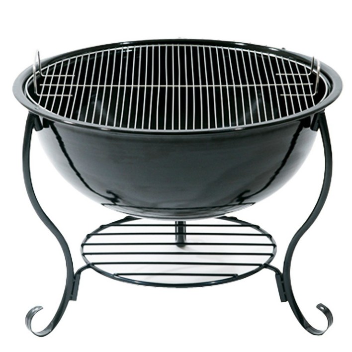 지피니 플라워 원형그릴 + 스텐석쇠 바베큐그릴 겸 장작불멍 화로대 홈베큐, 1개