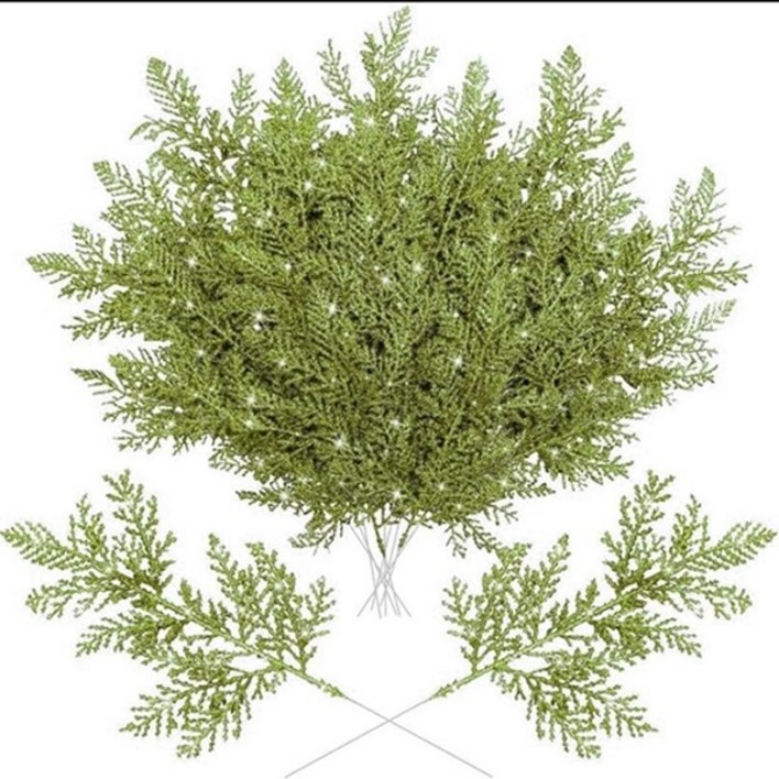 인테리어  핑크 크리스마스 장식 반짝이 나뭇잎 걸이식 크리스마스 트리 픽 장식 소나무 가지 장식 2025 홈 선물 1 개 3 개 5 개