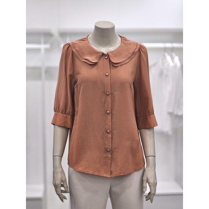 프렐린 이중 카라넥 7부 소매 블라우스 RBB252S71