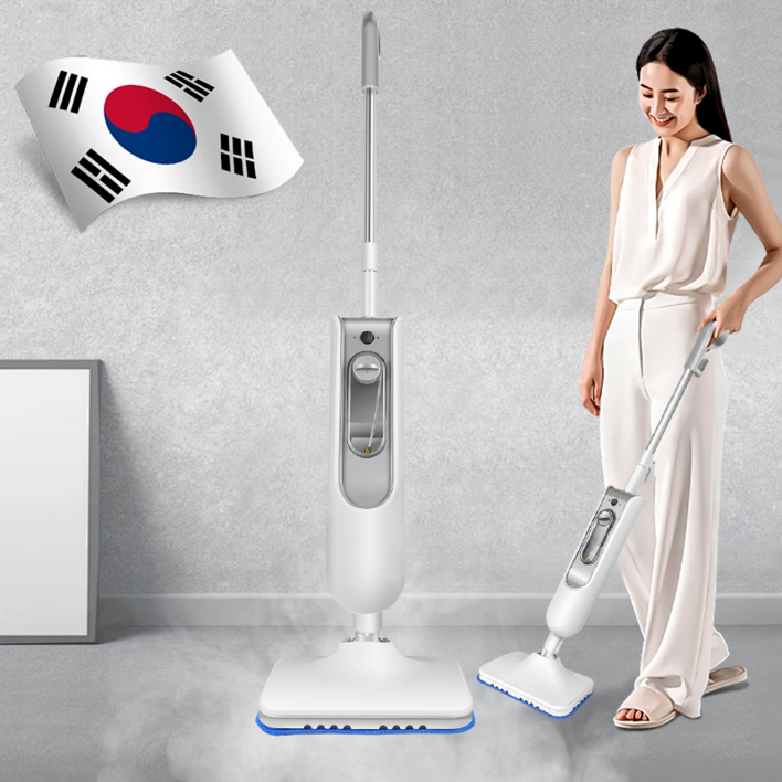 RichMagic 최신형 스마트 스팀청소기 가성비 최우선 초고온 살균 청소기, 화이트