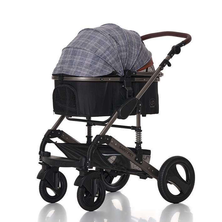 세인트펫 프리미엄 강아지유모차 알루미늄 프레임 30.5cm 대형바퀴 에버메이트 엘리트, 1. 체크패턴 그레이블랙