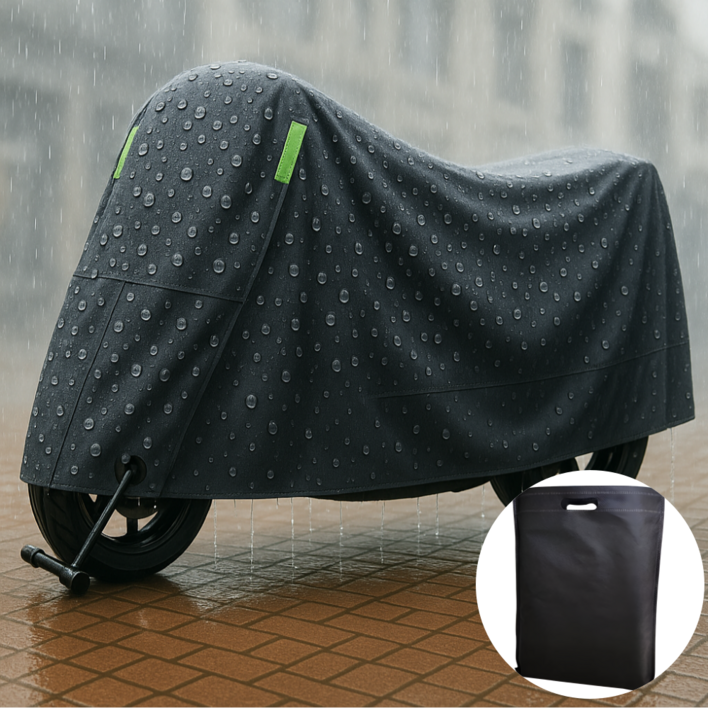 노재 전차종 도난방지 방수 사계절 오토바이 커버, 올블랙