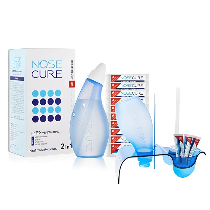 노즈큐어 블루 코세척기 세트거치대분말10포세척솔