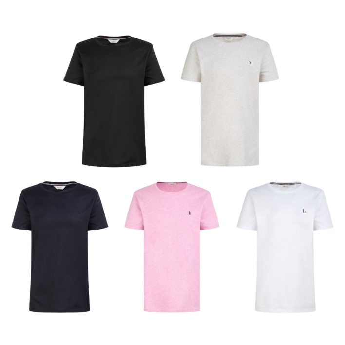 헤지스 여성 면 100 로고 자수 반소매 티셔츠