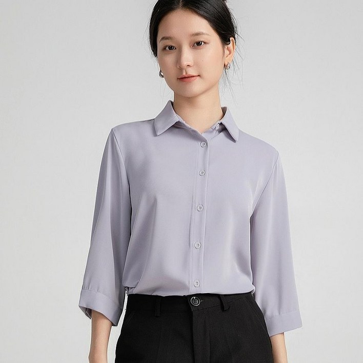 YAMANMAN 데일리룩 여성 7부 소매 블라우스, 오피스용 긴팔 셔츠