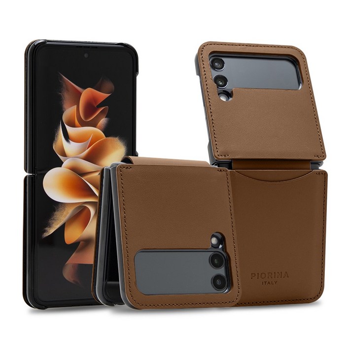 폰누리 갤럭시Z플립 카드 수납 힌지보호 가죽 휴대폰 케이스