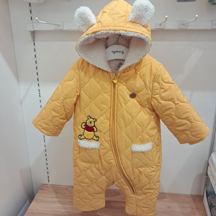 아가방 초특가세일귀여운 푸  물결무늬 퀼팅  귀여운 패딩우주복  손목 발목 시보리가있어 한번 잡아주고 보들보들 안감 융기모로 따뜻하게