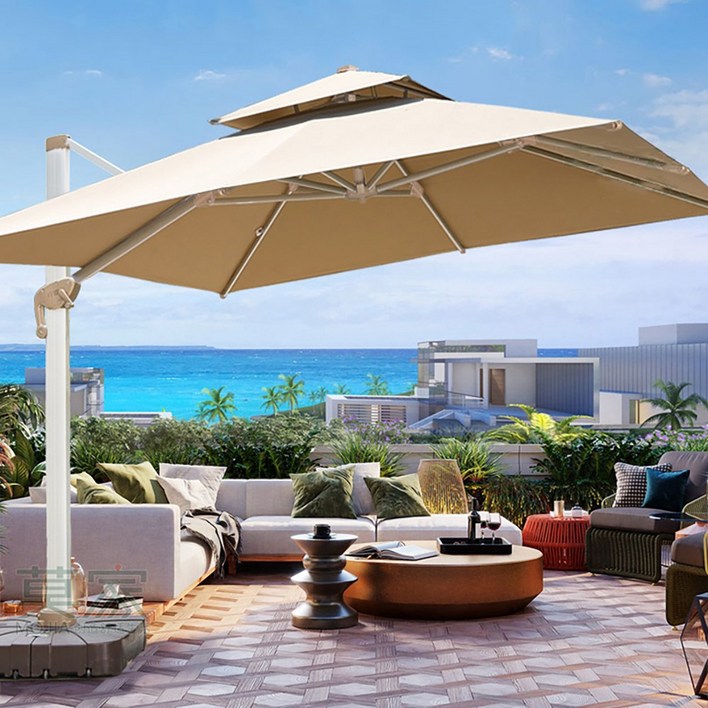 대형 사각 방수 파라솔 캠핑 카페 전원주택 테라스 옥상 개인 정원 화단 그늘막 횡단보도, 와인