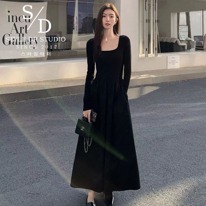 스타일닥터 긴팔원피스 춘추  롱원피스 데일리 허리라인 슬림핏 여성원피스 빅사이즈원피스