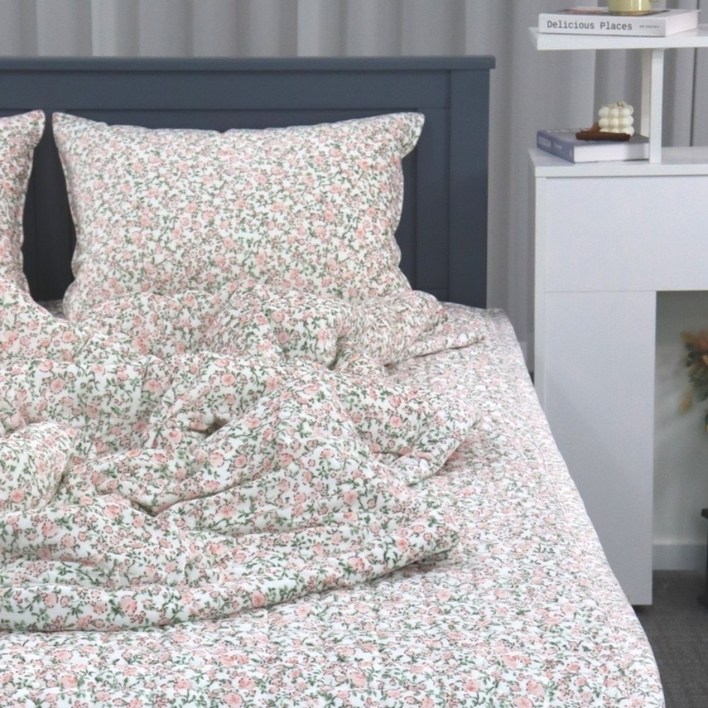 밍크 극세사패드 귀여운 잔꽃 무늬 부드럽고 따뜻한 겨울 패드 하나침장