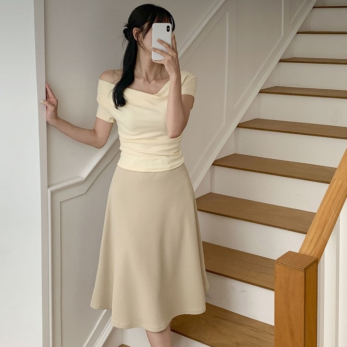 앤샵 자체제작데일리 여성용 메이 플레어 밴드 스커트3color