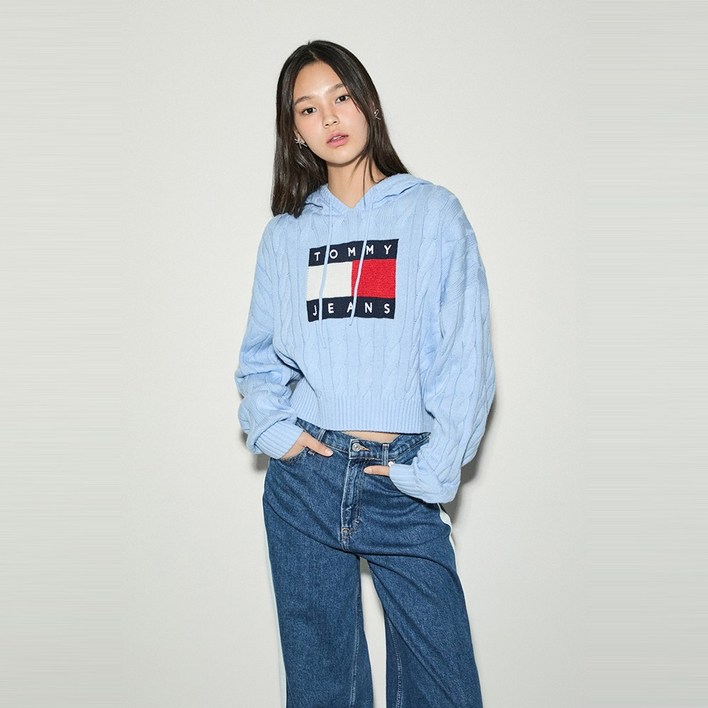 타미힐피거 센터 플래그 케이블 후디 T32E7KTO43TWT1C1X