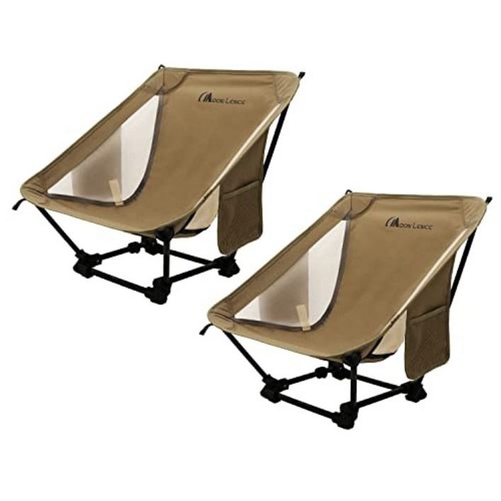 MOON LENCE 캠핑 의자 접이식 의자 휴대용 접이식 의자 낚시의자 낮은 의자 초경량 캠핑의자0.9kg 통기 900D 옥스포드듀랄루민 하중150kg, 베이지, 2개