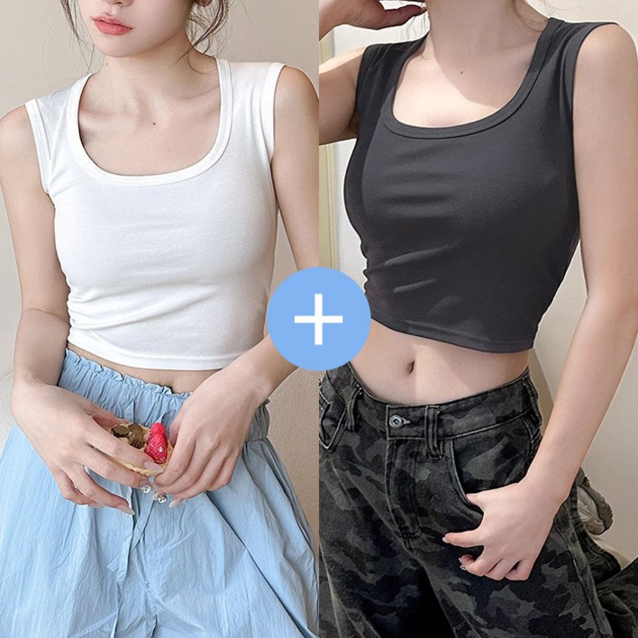 스토리원 여성 11 일반크롭기장 스퀘어넥 나시 민소매 이너웨어 WMSSWT012