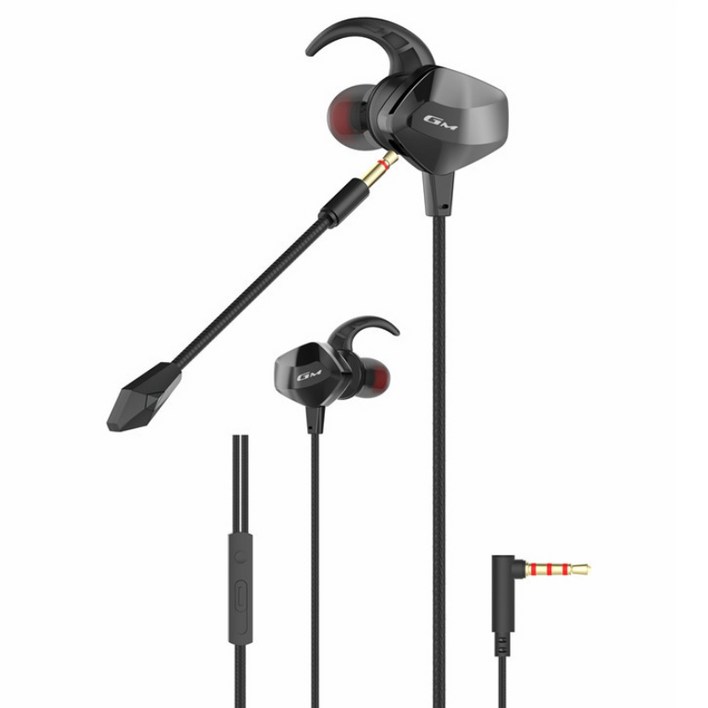 주닉스 GM007 게이밍 이어폰 붐 마이크 이어셋 헤드셋 블랙