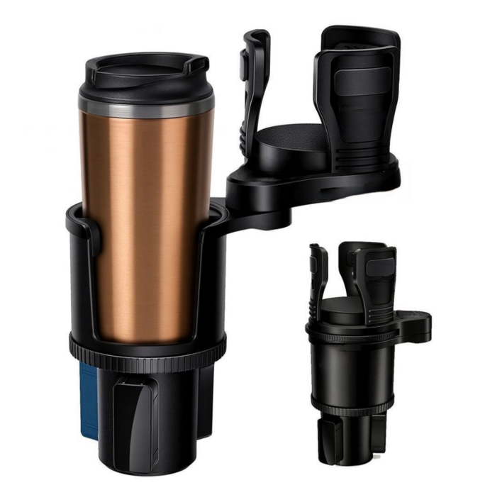 GoodB 리뉴얼 차량용 2in1 확장형 컵홀더, 카본 블랙, 1개