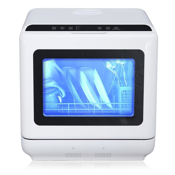 휴대용 식기세척기, 2in1 급수 모드가 있는 미니 5가지 세탁 프로그램, 이중 유리문 보기 창이 조리대 디자인, 연결 필요 없음