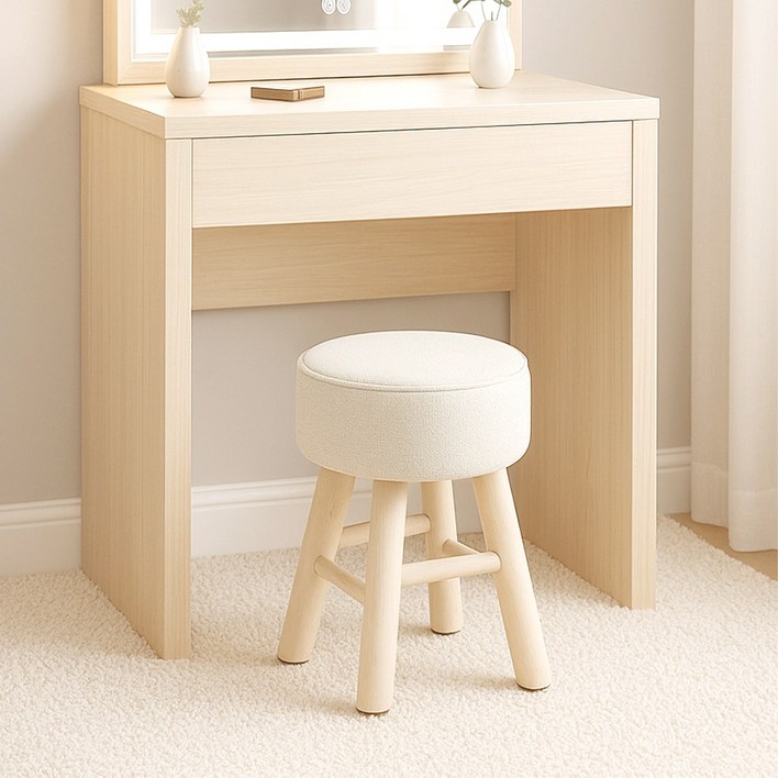 벨라까사 원목 모던 원형 스툴 화장대 의자