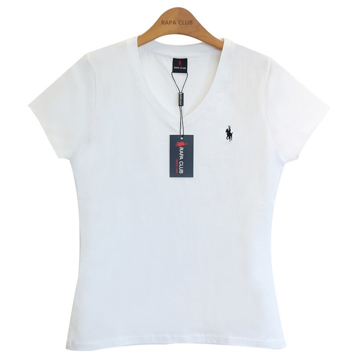 라파클럽 여성 슬림핏 브이넥 반팔 티셔츠 브이넥티셔츠