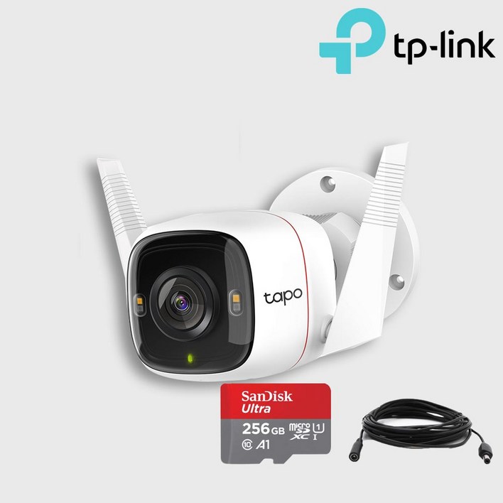 티피링크 Tapo C320WS 홈CCTV + micro SD 카드 256GB + 전원연장선 5M (실외,농막,공장,가게)