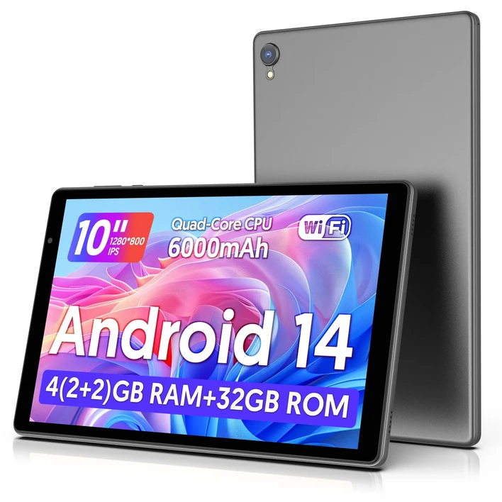 최신 안드로이드 14 태블릿 10인치 쿼드코어 프로세서 5G 와이파이 4GB ROM  1280800 해상도 배터리