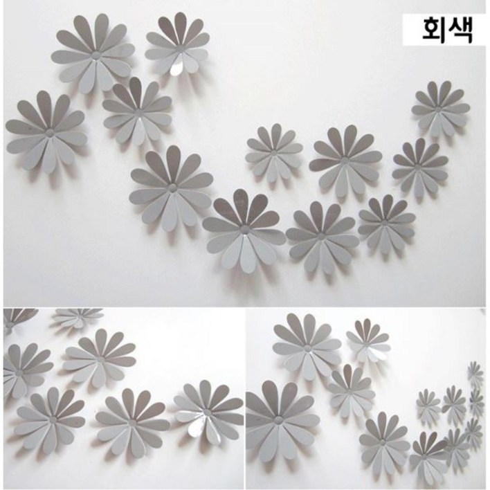 (12개입) 톡톡창고 3D 꽃 포인트 벽지 입체 스티커 벽면 인테리어 시트지 벽장식 카페 집꾸미기