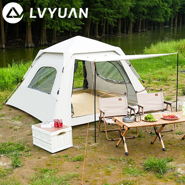 루앤 원터치 텐트 거실형 그늘막 자동 오토텐트, 단일색상, 34인용210210140cm