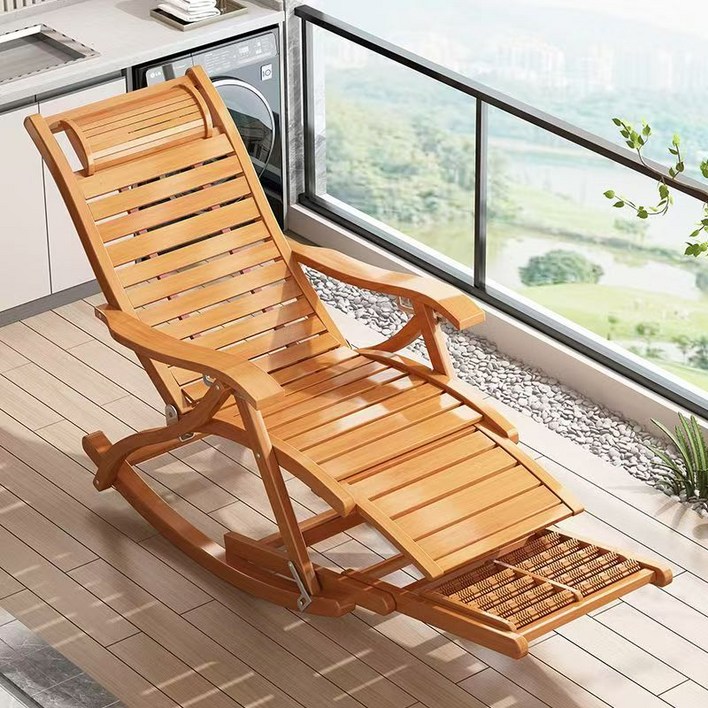 AIDU 대나무 접이식 흔들의자 점심휴식 앉기 겸용 안락의자 부모님한테 선물