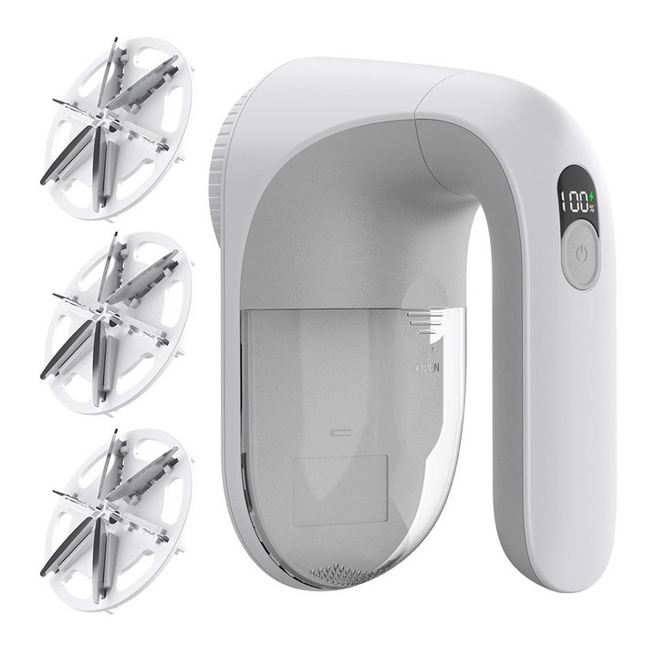 SmartGo 프리미엄 보풀제거기 휴대용 충전식 6중날 대용량 세탁소용 강력한 보풀제거기, 화이트