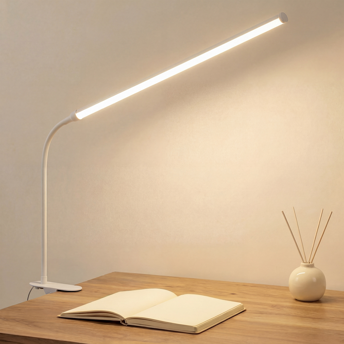 히즈엔 3톤 LED 스탠드 밝기조절 책상 조명, 화이트 28cm