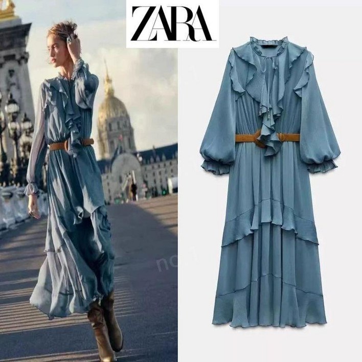자라  신상 쉬폰 에스닉 롱 원피스 ZARA