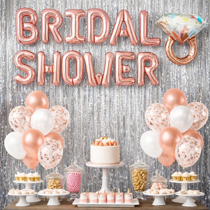 브라이덜샤워 호일커튼 세트 패키지, 실버커튼, 1세트