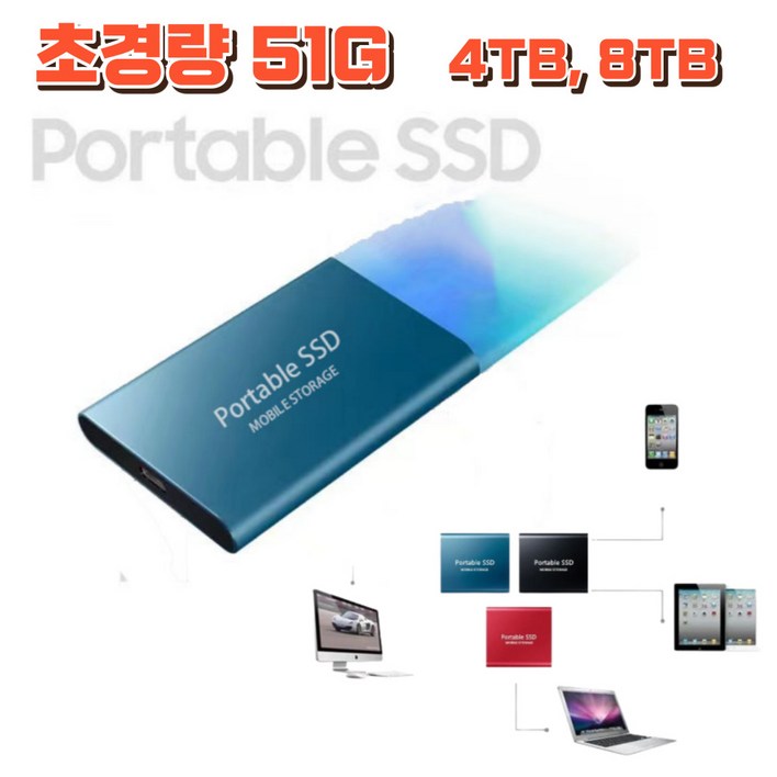 포터블 SSD 외장하드 휴대편한 초소형 4테라 8테라 스마트기기호환, 8TB