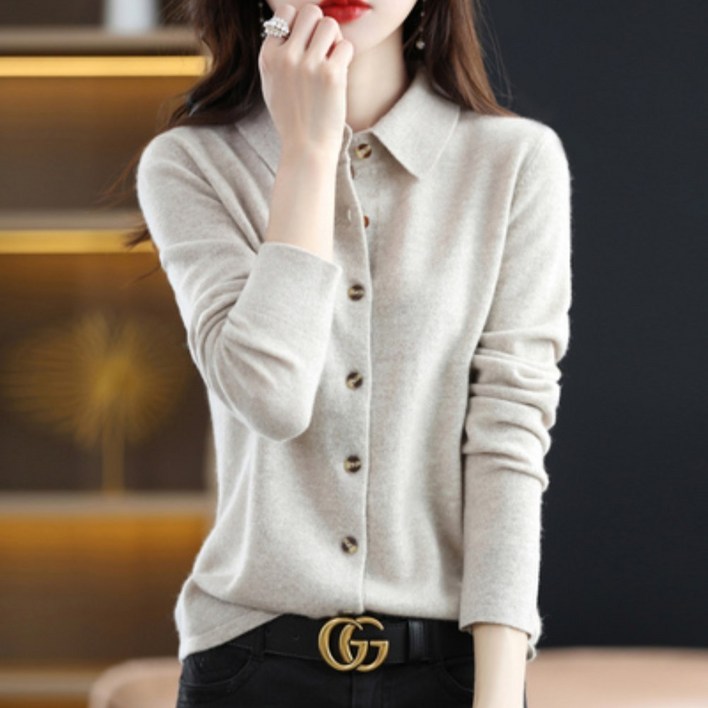 그루밍 grooming 여성 봄 가을 울 캐시미어 루즈핏 오버 니트 재킷 가디건