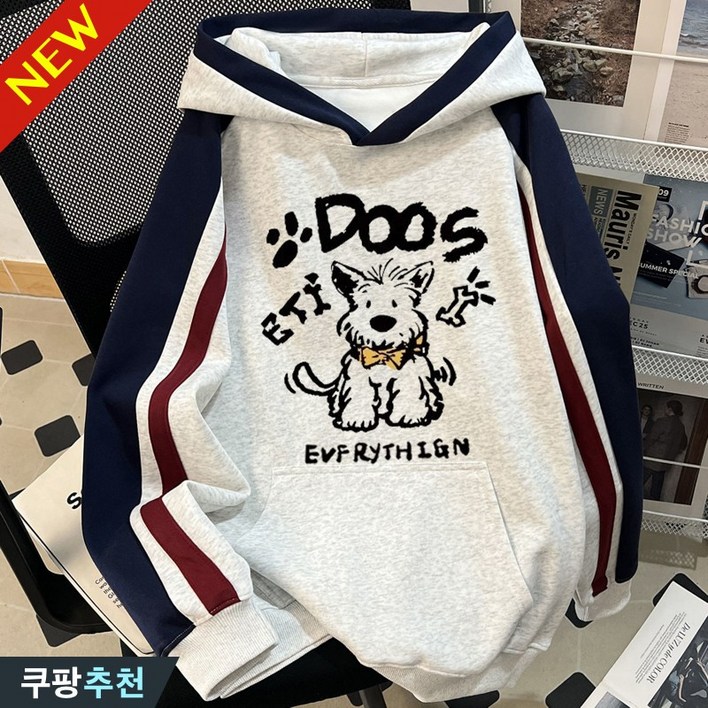 고품질 3XL까지 남녀 공용  나그랑 특양면 후드티 맨투맨 티셔츠 봄 가을 겨울 빅사이즈 귀여운 간절기 오버핏 캐릭터 프린팅 커플 기모 학생복 배색 옷 남자 여성 긴팔 티 상의