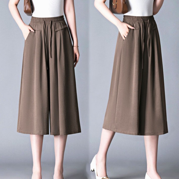Modern Fashion 여성 와이드 밴딩 치마 바지 7부 팬츠 H09
