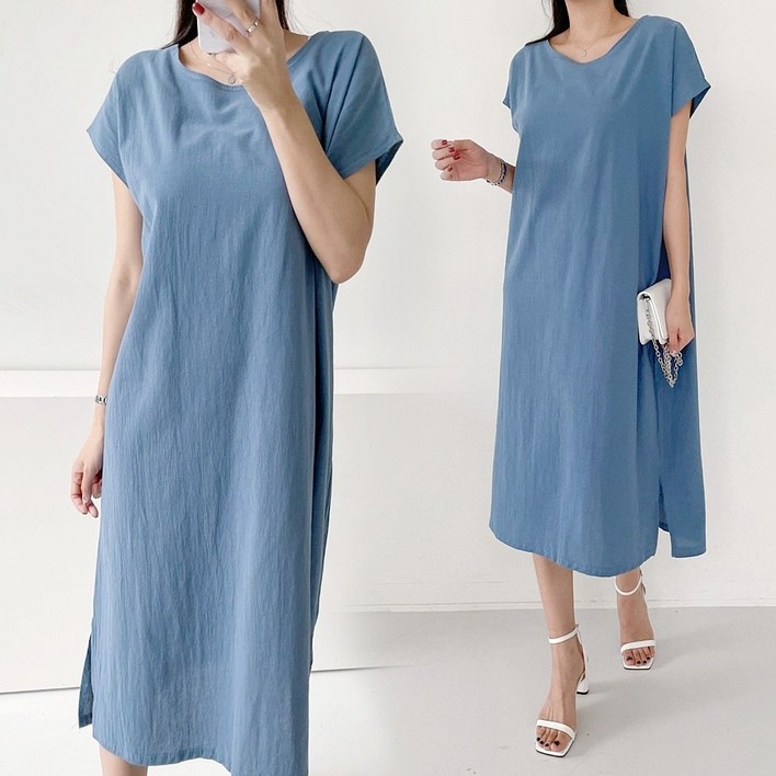 와일드펫 여성 코나 린넨 가오리 롱 원피스 루즈핏