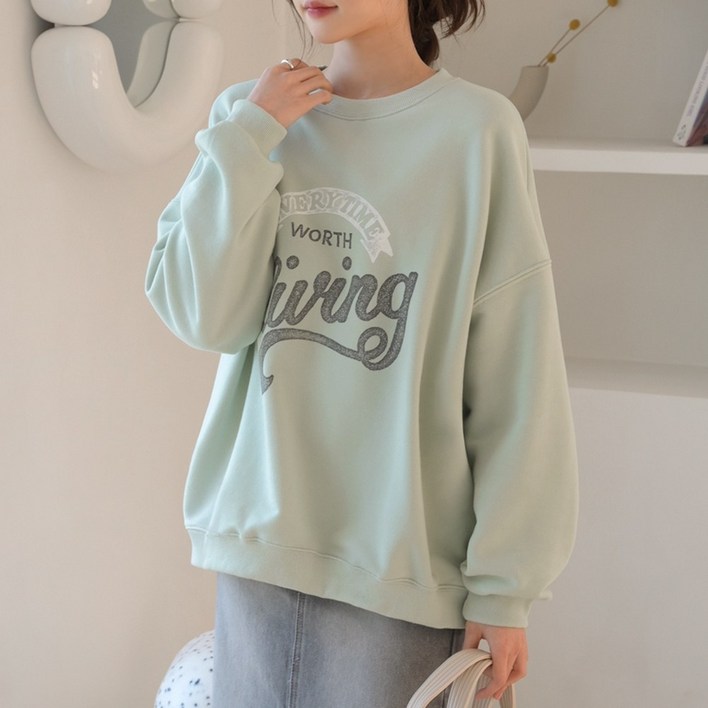 데일리앤 타이밍 여성 빅사이즈 루즈핏 봄 캐주얼 맨투맨  긴팔 티셔츠