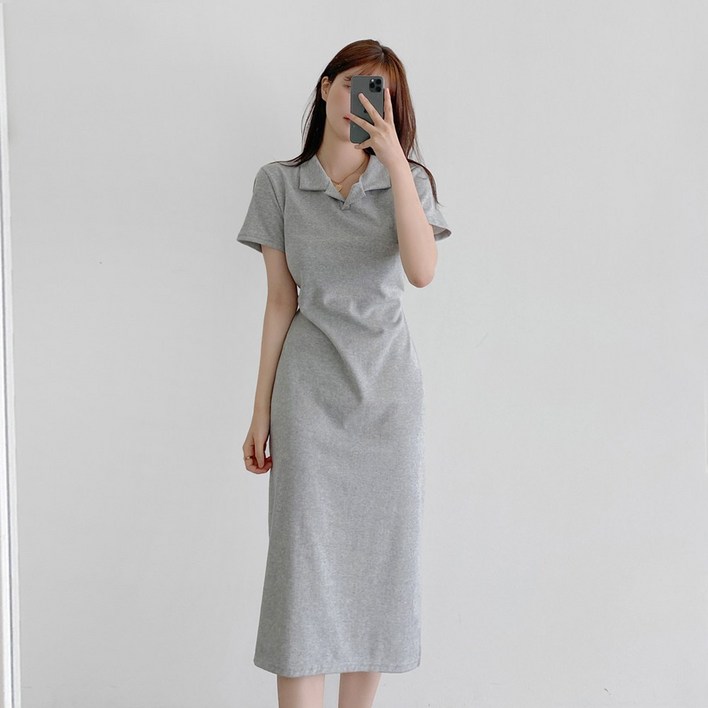 잇진 여성 허리끈조절  데일리 카라 스트랩 미니 원피스