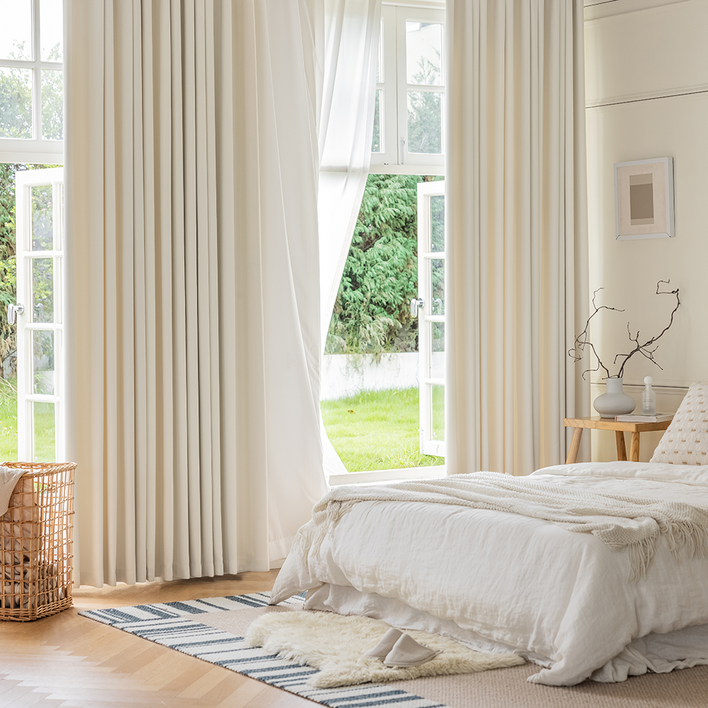 사라하우스 크림 형상기억 맞춤제작 사계절 빛차단 암막커튼 사계절 방한 방풍 거실 안방 커튼