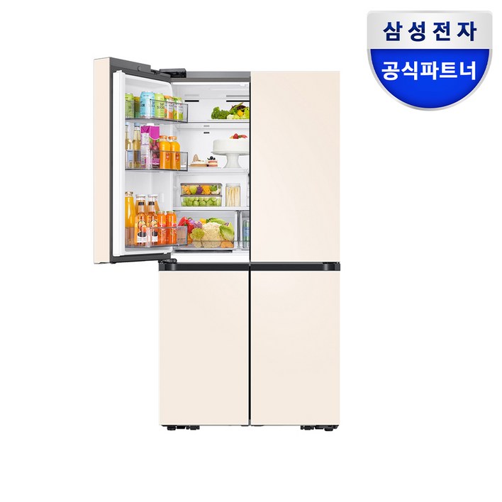 삼성전자 비스포크 4도어 RF90DG90124E 매트 크리미 베이지 냉장고 905L 대용량 공식인증점, RF90DG90124E