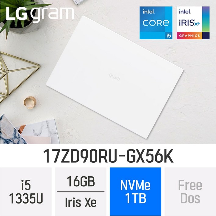 당일출고 LG전자 2023 그램17 13세대 17ZD90RUGX56K 최신형 업무용 노트북, W, 17ZD90RUGX56K, 1TB, 16GB, Free DOS