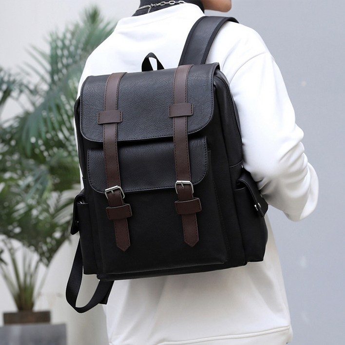 지디오 남성 가죽 백팩 책가방 배낭 스퀘어 멀티 포켓 직장인 수납좋은 사계절 남여공용 가방