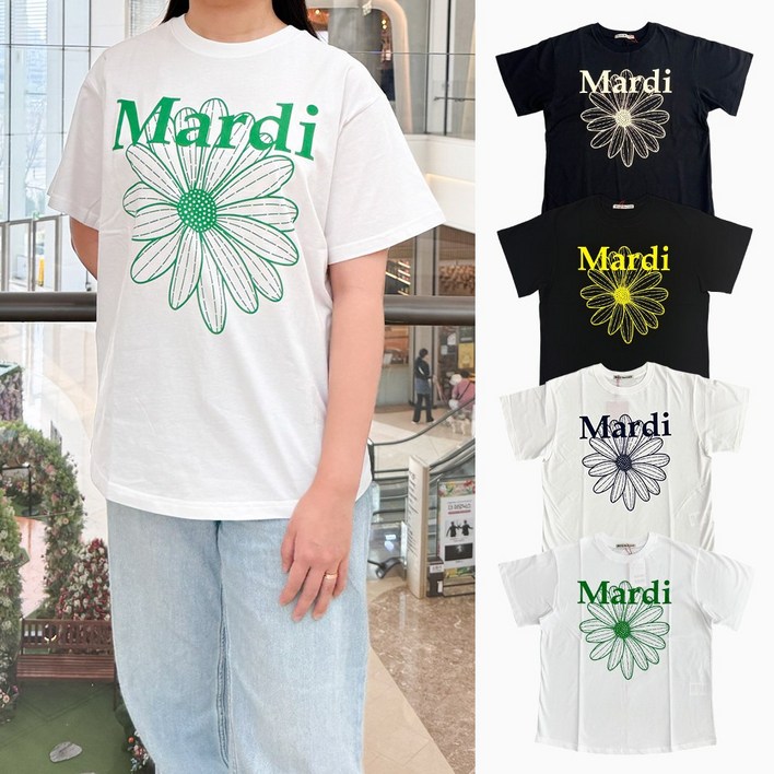 정품 마르디반팔티셔츠 플라워티셔츠 그린플라워 반팔티 mardi mercredi